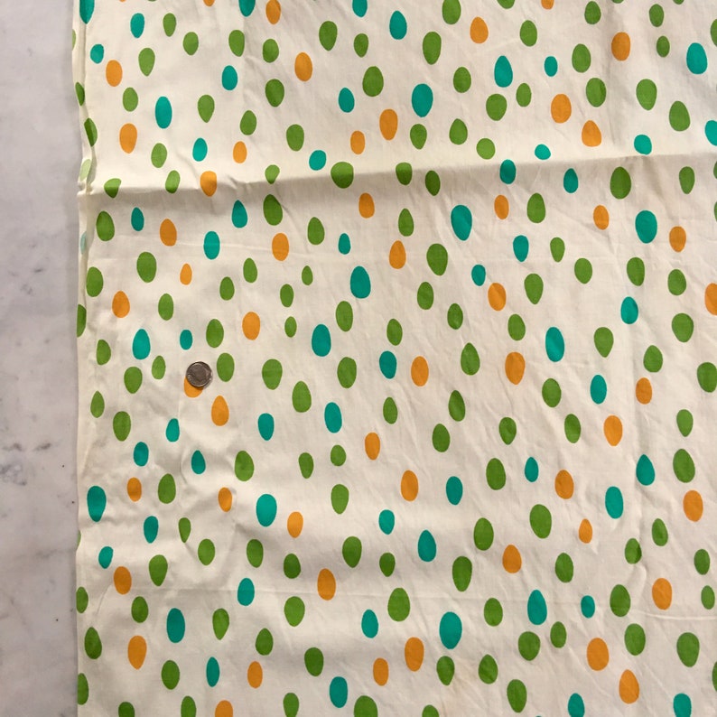 Vintage 1950s Cotton Fabric Polka Dotted Dots 1960s 4Y 37W