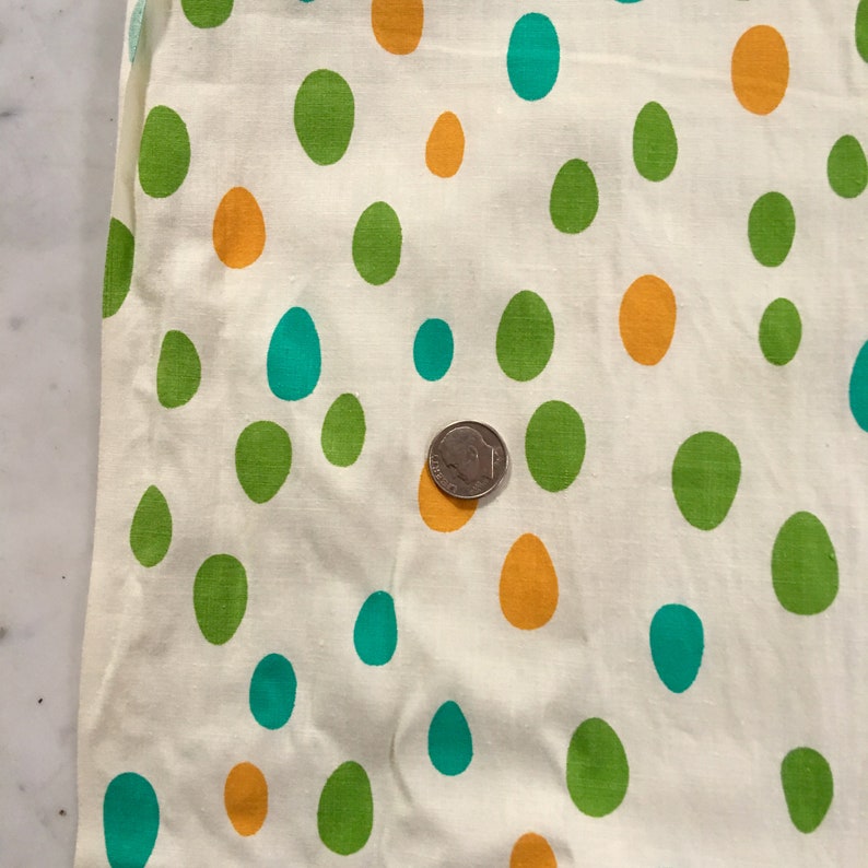 Vintage 1950s Cotton Fabric Polka Dotted Dots 1960s 4Y 37W