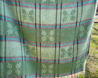 Vintage Mid Century Plaid Blanket Happidea Italy Camp