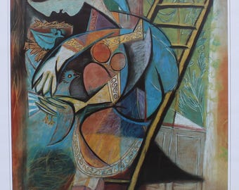 Pablo Picasso Femme aux Pigeons Print | 1930 Exhibition Poster, Mid-Century Wall Art