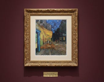 Vincent van Gogh Terrasse de café Impression | Décoration murale oeuvre d'art impressionniste (60 x 80 cm)