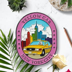 NYC Travel Enamel Pins - Yellow Cab, NYC Gift, New York Souvenir, NYC Pin, New York City Souvenir, Cute Gifts for Friends, New Yoker Gift