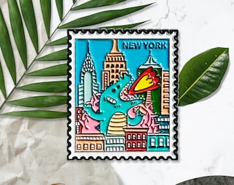 Petit monstre à New York - épingles en émail New York, épingle de voyage à New York, souvenir de New York, cadeau de la ville de New York, souvenir de voyage aux États-Unis