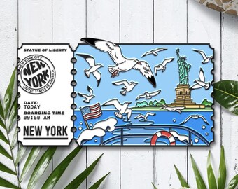Billet pour épingles en émail de New York - Épinglette en émail de la Statue de la liberté, épingle en émail de voyage à New York, souvenir de New York, épingle de New York, épingle de New York unique