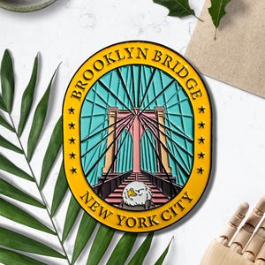 New York Travel Enamel Pins - Brooklyn Bridge Pin, New York Gift, New York Souvenir, New York City Gift, United States Travel Souvenir