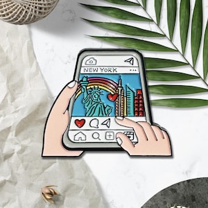 New York Pin - Social Media Pin, New York Enamel Pins, New York Travel Pin, New York City Gift, United States Travel Souvenir, NYC Souvenir