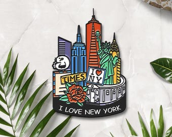 Épingles en émail emblématique de New York - épingle en émail de voyage à New York, paysage de New York, cadeaux souvenir de New York, épingle de New York, épingle de l'Empire State Building, cadeau