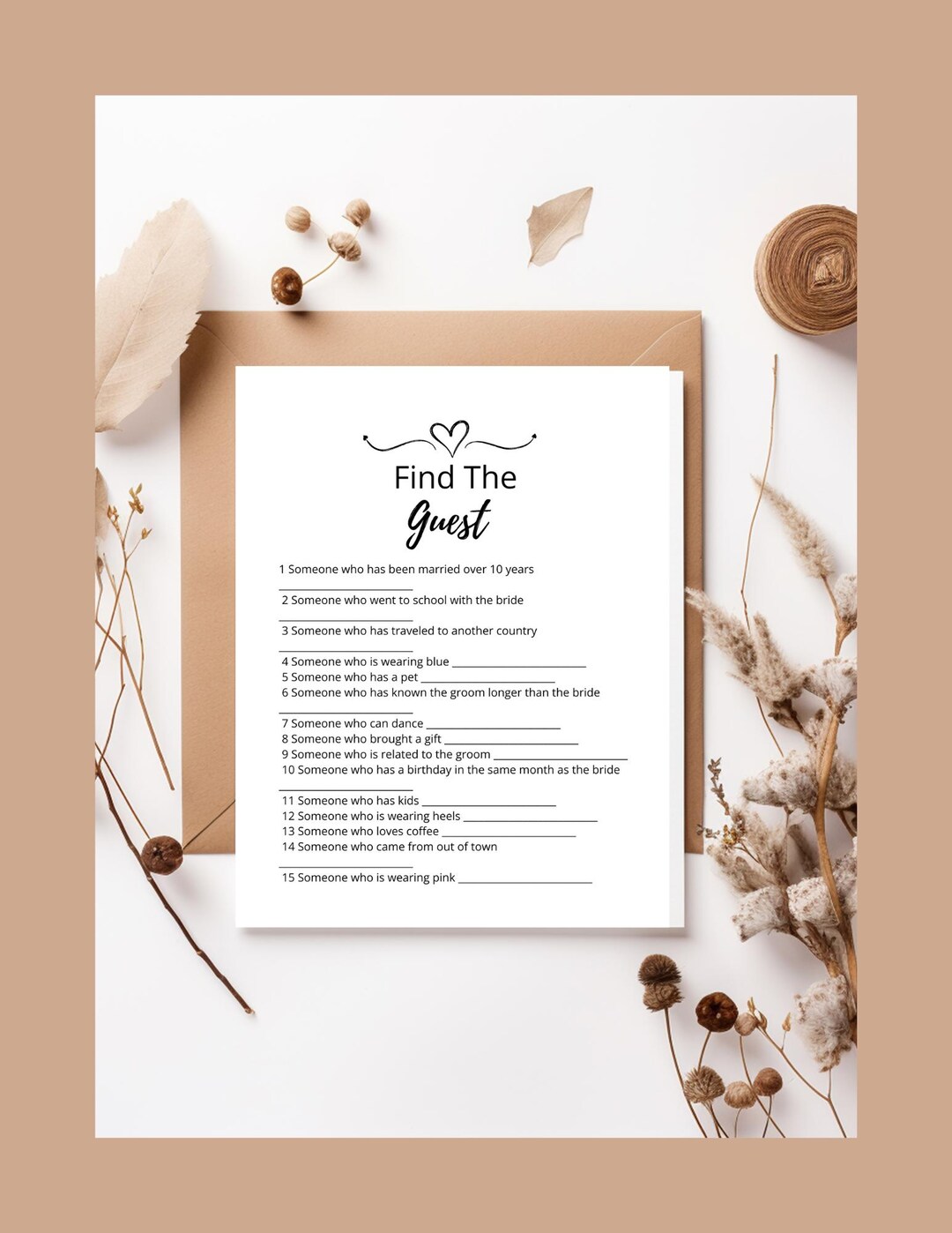 Bridal Shower Game: Find the Guest Icebreaker (printable PDF) - Etsy