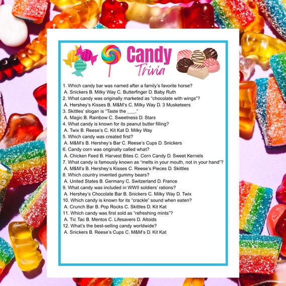 Candy Bar Trivia Questions