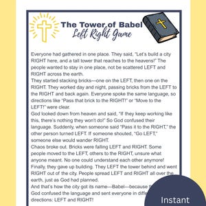 Tower of Babel Left Right Game | Bible Story Game | Christian Party Printable | Fun Group Activity | Sunday School Game