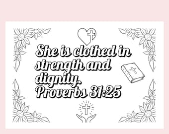 Proverbs 31 Coloring Page: Christian Bible Verse Printable (PDF Download)