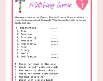 Proverbs 31 Matching Game: Christian Women's Bible Study (PDF Download)