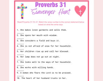 Proverbs 31 Scavenger Hunt: Bible Verse Game for Women (PDF Download)