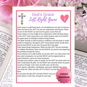 Juego de la Gracia de Dios: Biblia imprimible, actividad basada en la fe, para mujeres cristianas, grupos de iglesia, juego de estudio bíblico