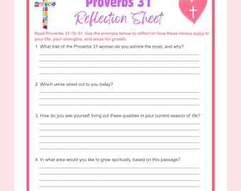Proverbs 31 Bible Game | Reflection Sheet | Christian Women's Bible Study | Instant Download