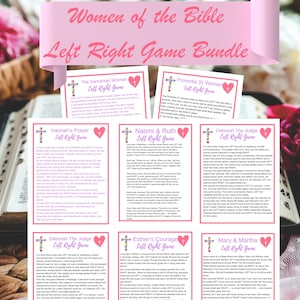 Women of the Bible Left Right Game Bundle | 8 Bible Story Printables for Church, Sunday School, or Women’s Ministry Events