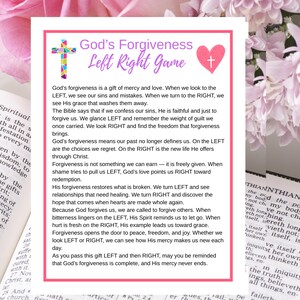 Juego de la Biblia: Izquierda, Derecha y Verdad - Edición Historia del Perdón de Dios / Juego Cristiano para Fiestas, Actividad de la Iglesia, Grupo de Jóvenes, Ministerio de Mujeres (Imprimible)