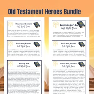 Paquete de juegos bíblicos &quot;Héroes del Antiguo Testamento&quot;: 6 juegos cristianos imprimibles de izquierda a derecha para niños y familias / Descarga instantánea
