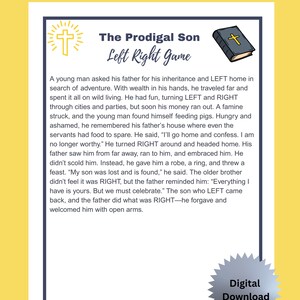 Prodigal Son Left Right Game • Bible Story Printable for Kids or Adults • Fun Christian Party Game • Bible Study Activity