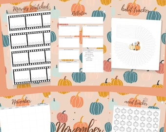 November Journal Bundle - Winter - PRINTABLE Journal Pages - PRE-COLOURED Pages - November Planner - November Agenda - Printable Planner