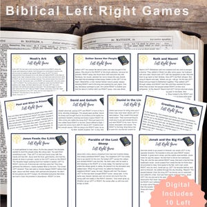 Bible Heroes & Stories Left Right Game Bundle | 10 Christian Printables for Church, Women, Kids | Instant Download