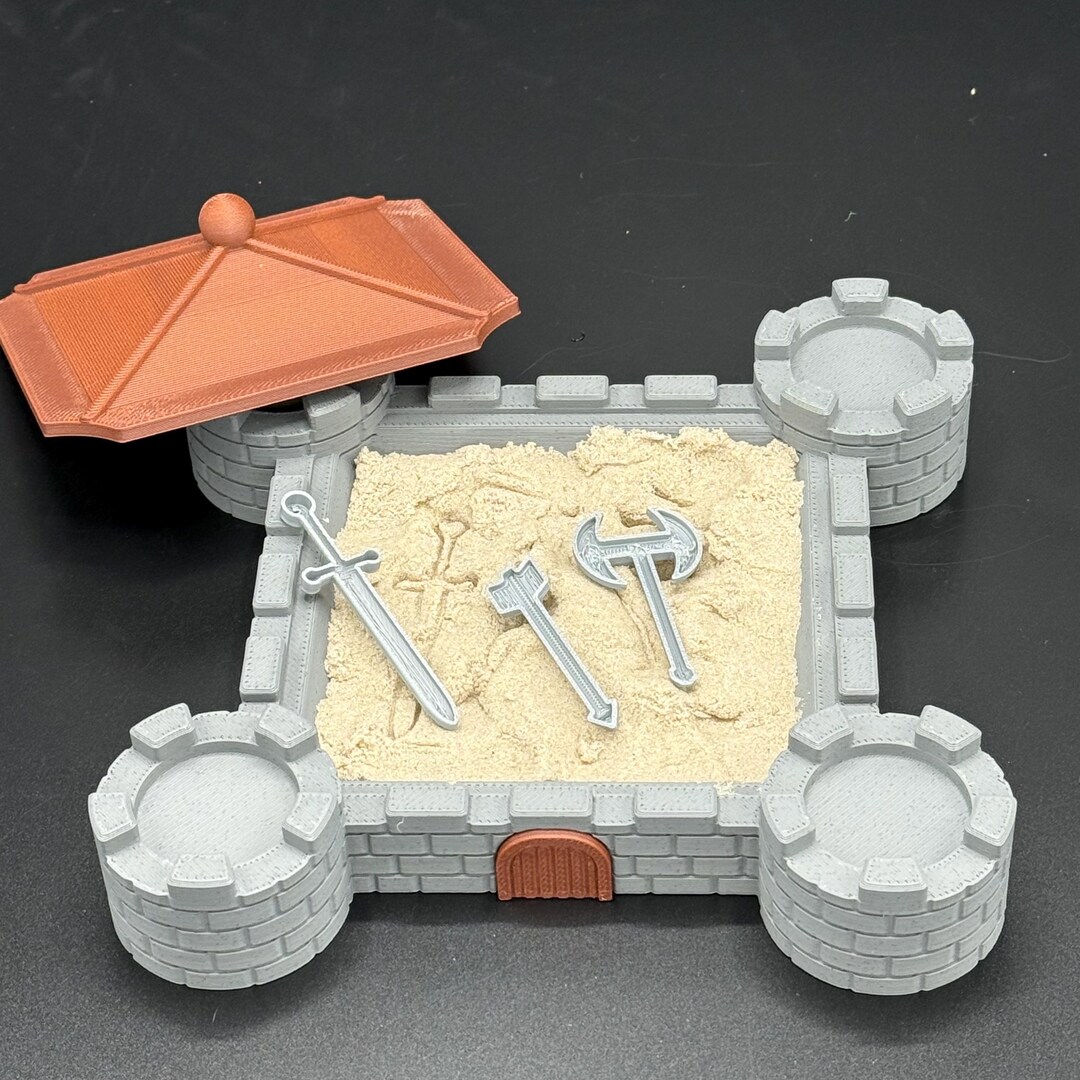 Mini Castle Sandbox - Dnd Gift, Medieval Desk Toy, Weapon Sand Molds ...