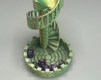 3D Printed Spiral Staircase Dice Tower: D&D RPG Gaming Accessory