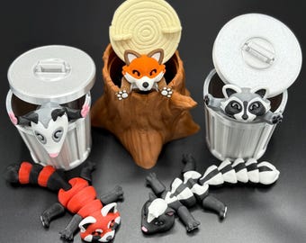 Articulating Trash Animals Fidget Toy: Raccoon, Panda, Fox, Possum, Skunk