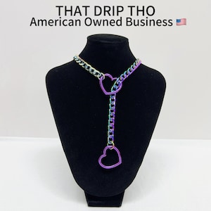 【BLACKPURPLE】Heart Basic Chain Necklace Woman Purple Heart Choker - Etsy
