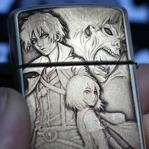 Zippo Custom Deep laser engraved  v2 Attack on Titan zippo Art lighter