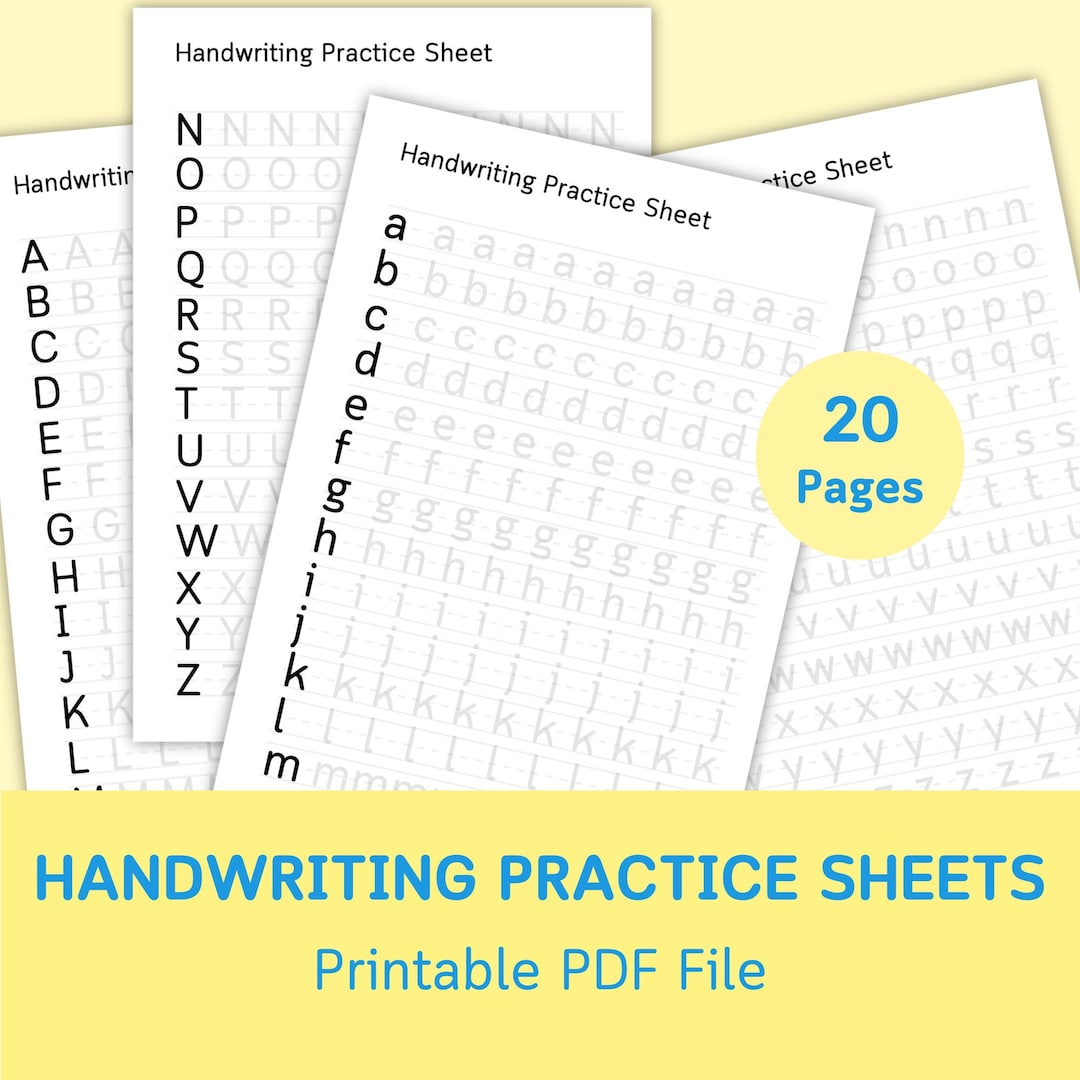 Handwriting Practice Sheets, Printable Handwriting Worksheets, Alphabet ...