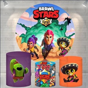 Cartoon Round Backdrop Games Birthday Decoration photography Background Polyester