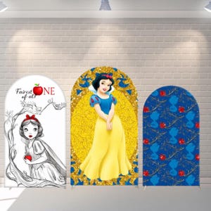 Décoration Fond Photo Princesse Blanche-Neige - Backdrop Rond Pour Anniversaire Fille, Polyester
