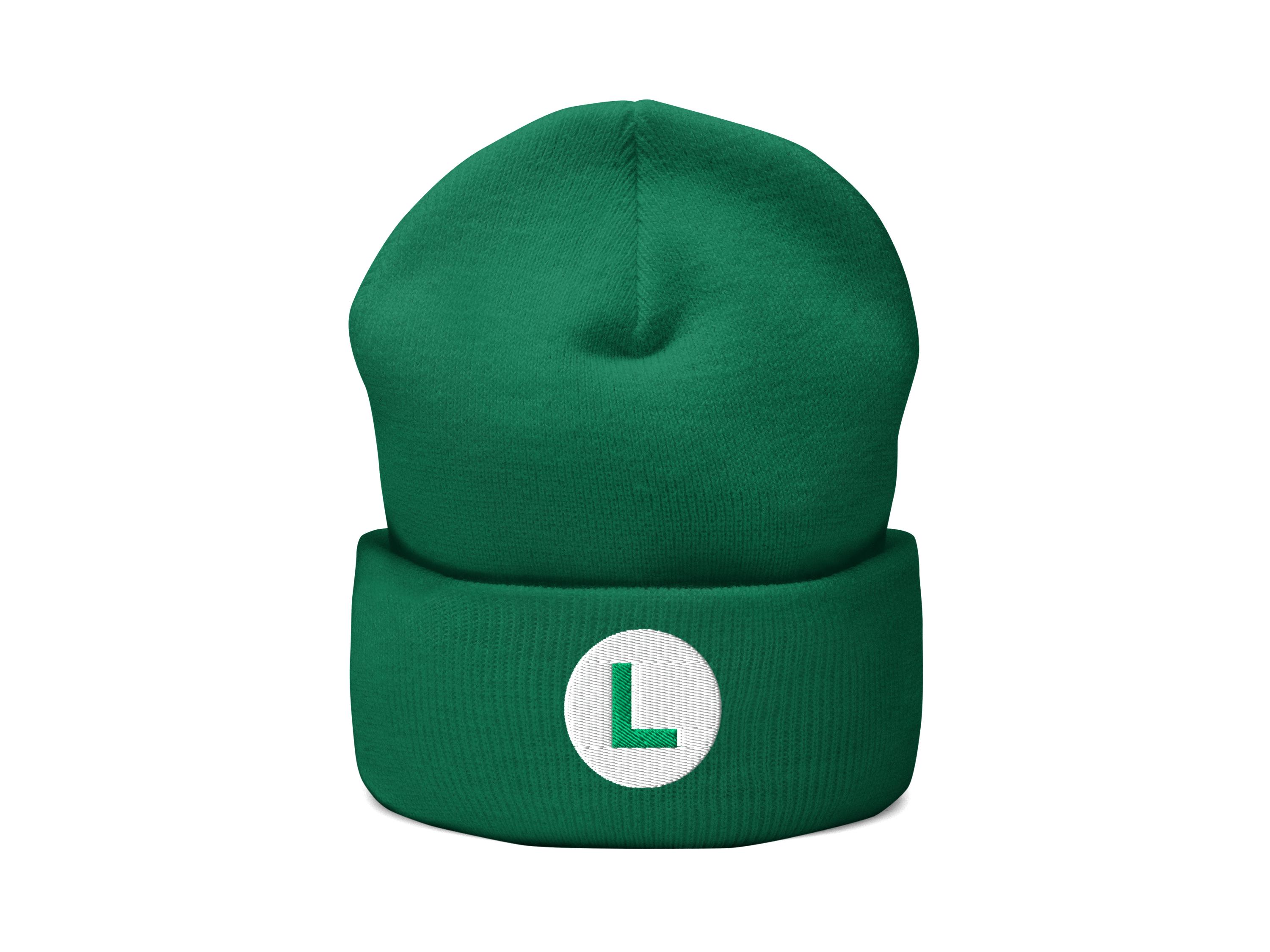 Luigi L Embroidered Beanie Mario and Luigi Costume Embroidered
