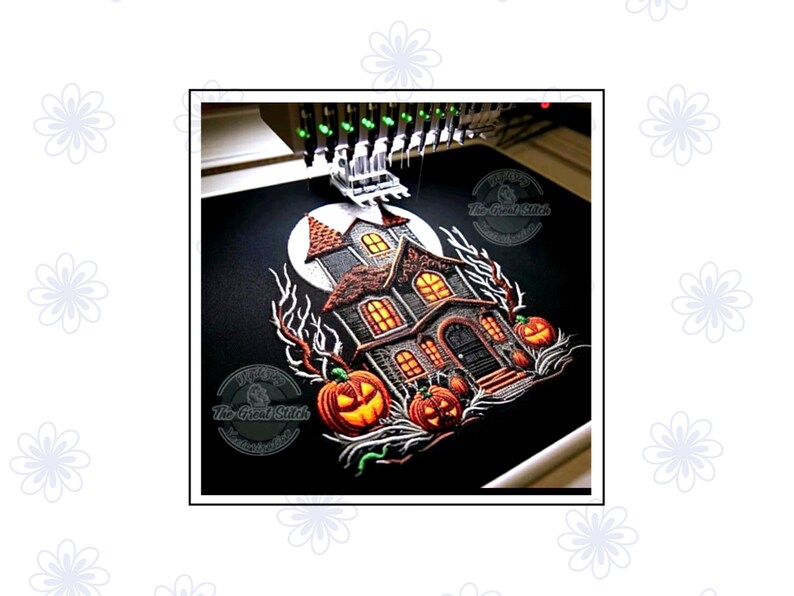 Haunted House Embroidery Design, Halloween Machine Embroidery Files ...