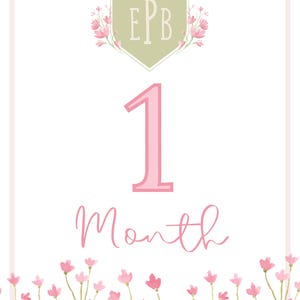 Cartes monogrammes imprimables, Cartes mensuelles bébé fille, Cadeau baby shower, Impressions numériques personnalisées, Souvenirs de bébé, Écusson personnalisé, Modifiable