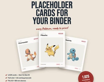 National Pokédex 1025 Binder Placeholder Cards
