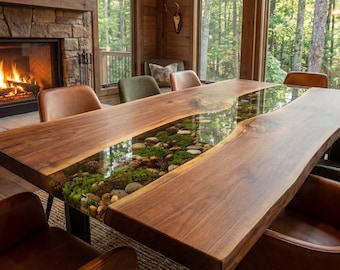 Custom Order Forest Epoxy Resin Table Kitchen Table Coffe Table River Table Walnut Epoxy Resin Wood Table Epoxy Resin Dining Table Handmade