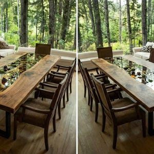 Custom Order USA Coffe Table River Table Walnut Forest and Moss Epoxy Resin Wood Table Dining Table Handmade Epoxy Resin Table Kitchen Table image 5
