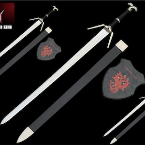 Handmade Carbon Steel The Witcher Sword, Sword of Geralt of Rivia, Feline sword, Griffin Silver sword