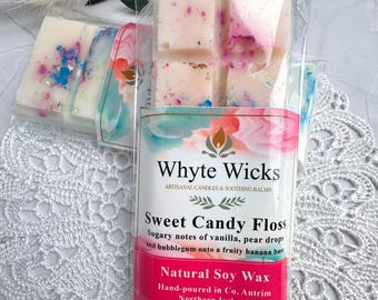 Luxury Soy Wax Melts  – Sweet Candy Floss - Blend of Bubblegum, Vanilla & Banana, Scent - Hand Poured