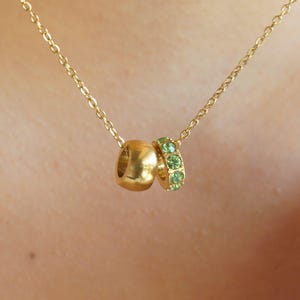 Peridot Bead Necklace, Elegant Green Gemstone 14K Gold Personalized August Birthstone Necklace, Minimalist Jewelry Birthday Gift for Her