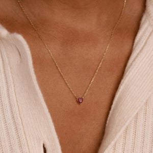 Garnet Gemstone Necklace, Heart Gemstone Gold Chain Elegant January Birthstone Personalized Minimalist Everyday Jewelry Birthday Mom Gift