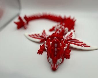 Butterfly Dragon; Valentine Dragon; 3D Printed dragon;Red dragon;Red and white dragon;Love dragon
