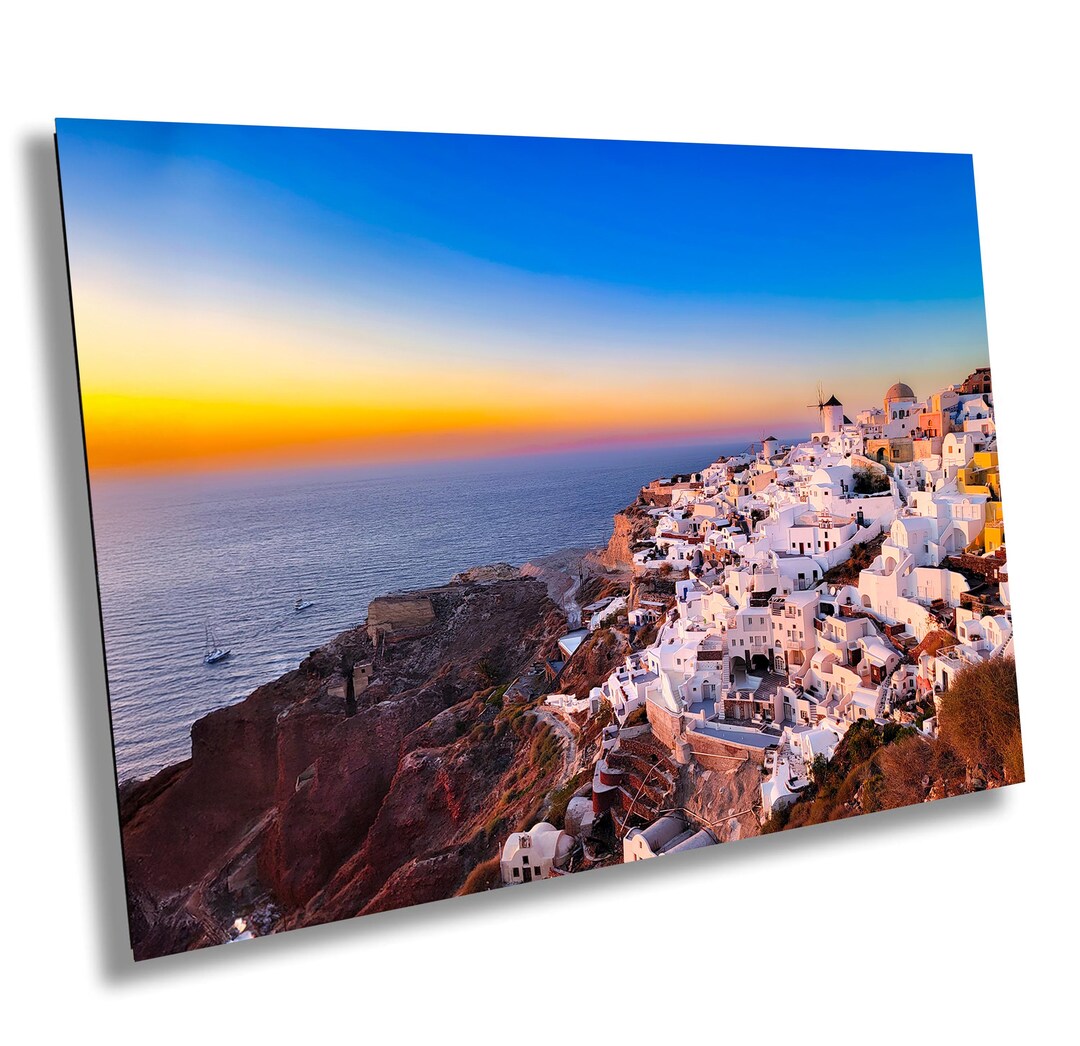 Santorini Greece Rooftops Sunset - Etsy