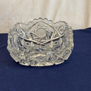 American Brilliant Heavy Hand-cut Crystal Bowl Sawtooth Edges