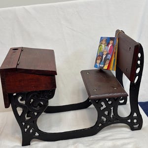 Vintage Collector’s Lane Dolls Wood And Wrought Iron School Desk Brand New