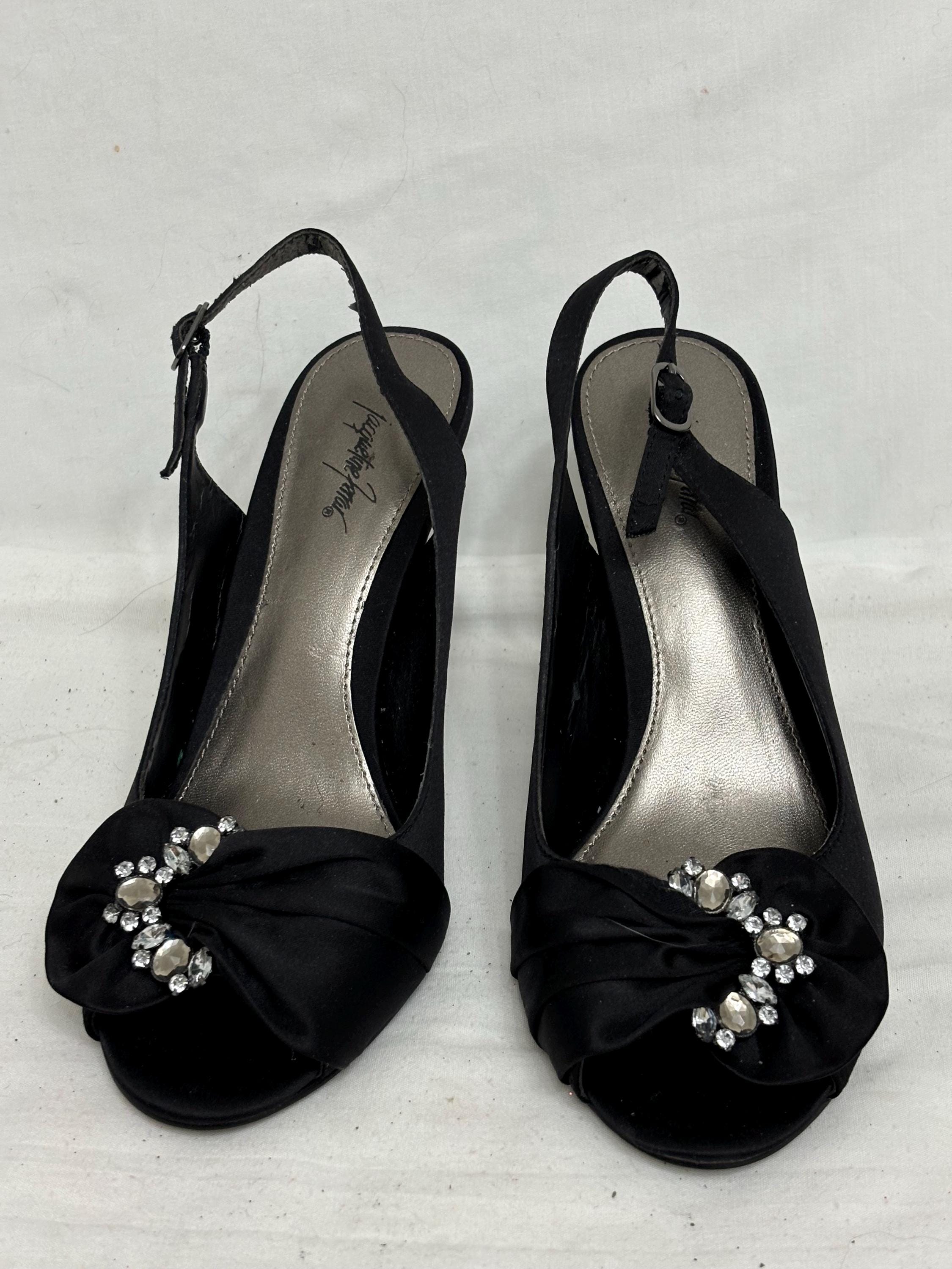 Escarpins Noirs En Cuir Jacqueline Ferrar - Taille 8M (US), Talons Hauts, Brides, Occasion
