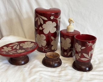 Juego de 5 piezas de accesorios de baño Springmaid en rojo y blanco