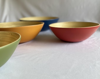 Rustikale Bambus Salat Schüssel: Lackierte Obst Schüssel, Familien Größe - 25 cm/30 cm